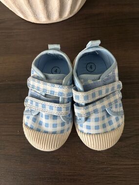 Cat & Jack Light Blue Gingham Toddler Canvas Sneakers